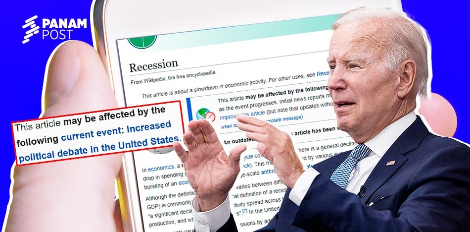 En Wikipedia cambió el significado de "recesión" en beneficio de Biden