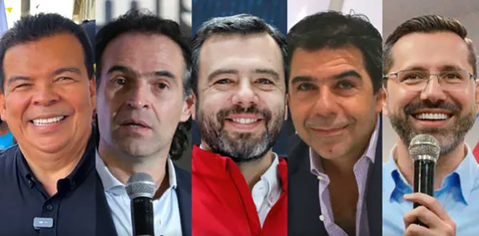 Candidatos que lideran las encuestas para las elecciones regionales en Colombia