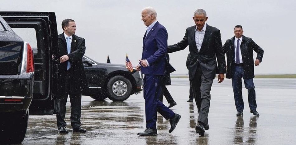Interrumpen acto de campaña de Biden con Obama y Clinton por su postura sobre Gaza