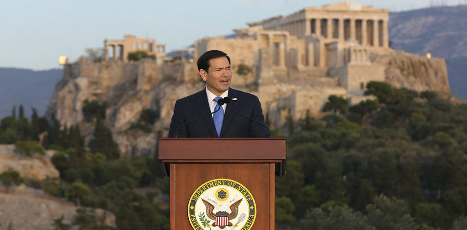 Marco Rubio en Atenas Grecia