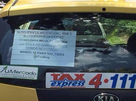Taxistas colombianos contra Uber